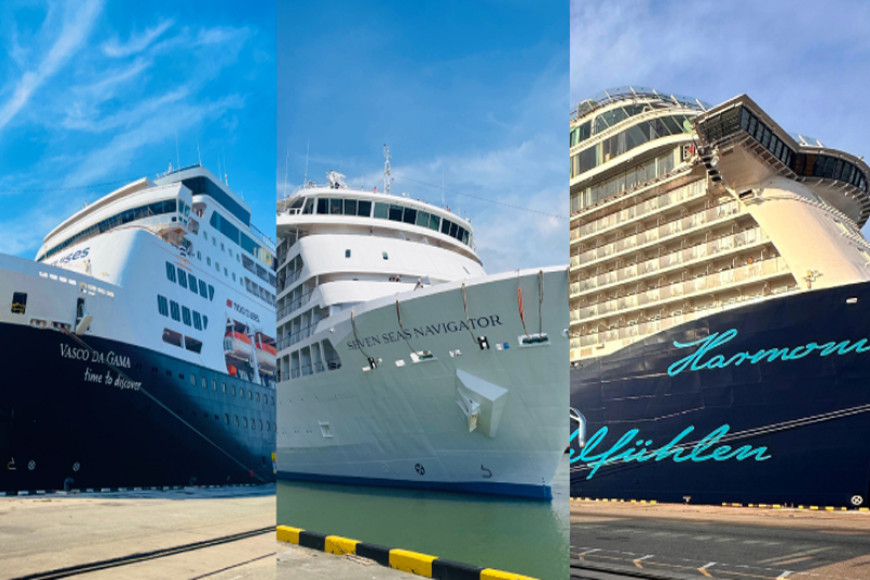 Three cruise ships arrived in a single day at Colombo Port