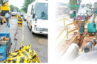 100-metres of Rajagiriya Road closed till Tuesday for pipe laying: NWSDB